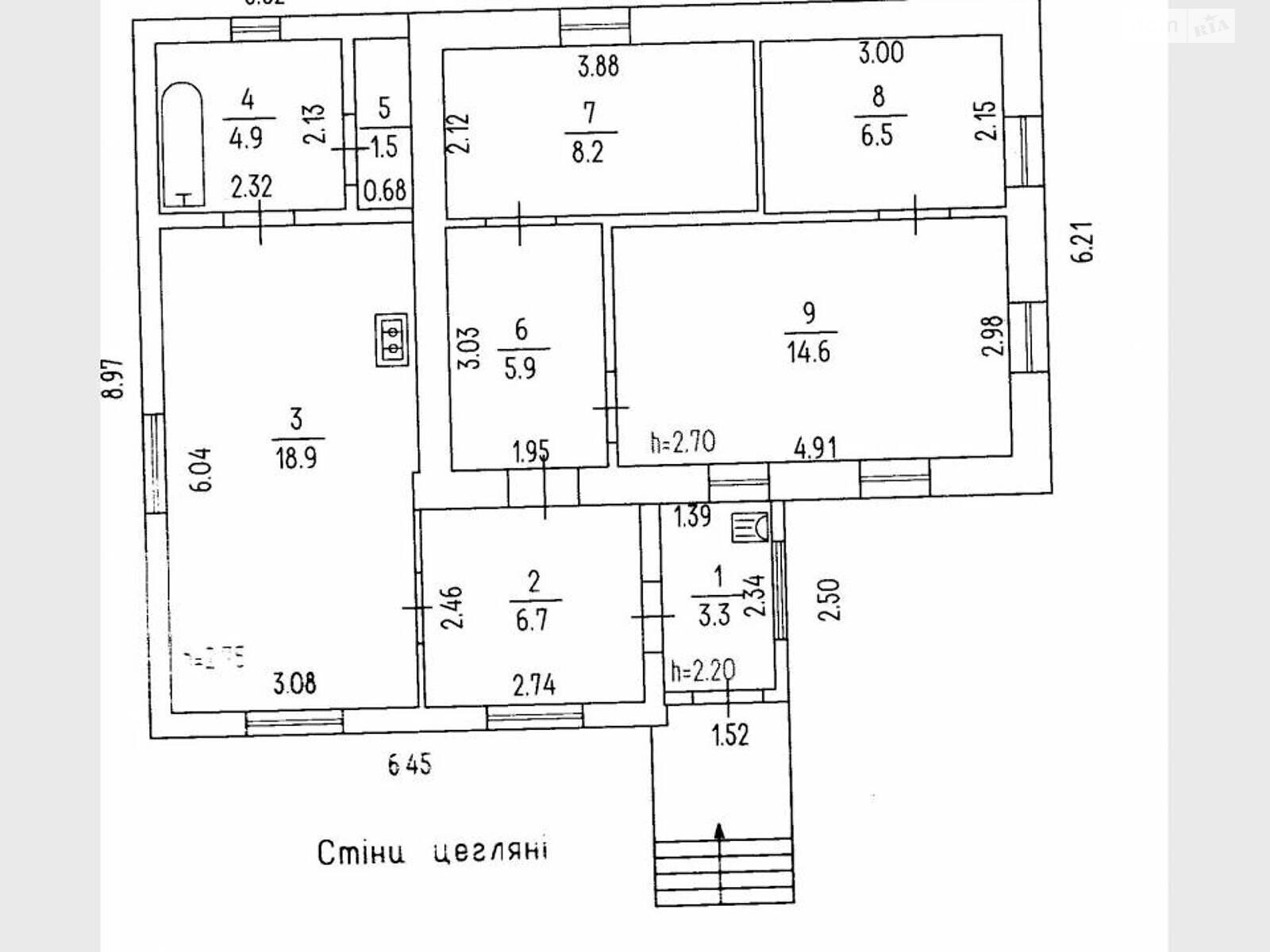 одноповерховий будинок, 71 кв. м, кирпич. Продаж у Мошнах фото 1