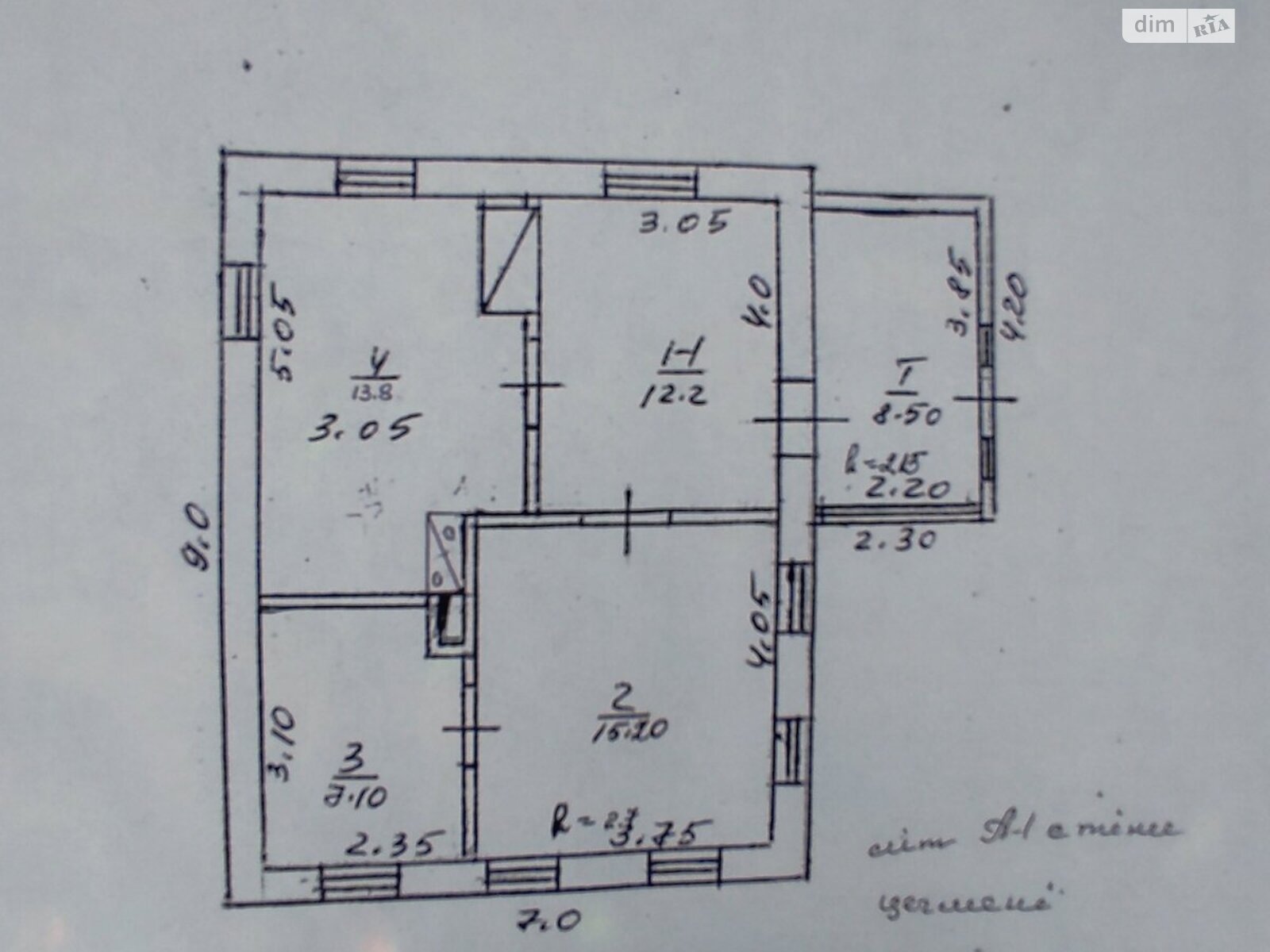 одноповерховий будинок з верандою, 57 кв. м, цегла. Продаж у Деньги фото 1