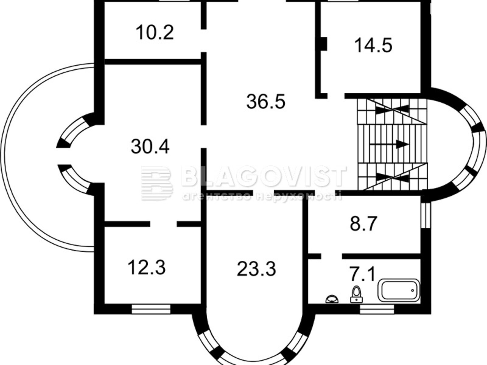 трехэтажный дом с мансардой, 410 кв. м, кирпич. Продажа в Гатном фото 1