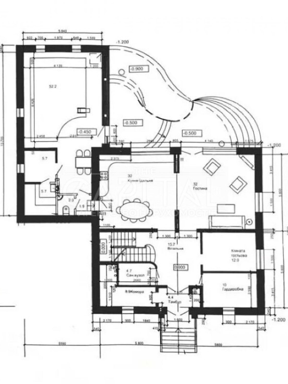 трехэтажный дом с балконом, 600 кв. м, газобетон. Продажа в Глебовке фото 1