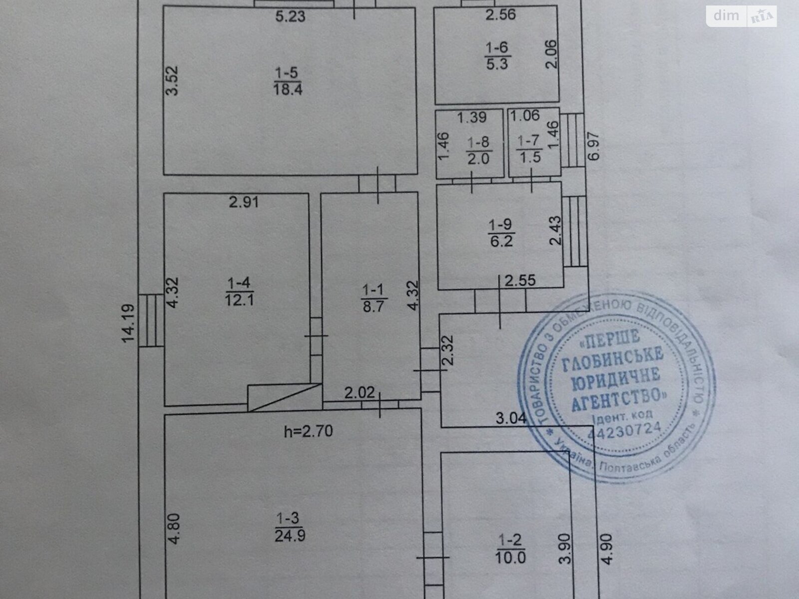 одноэтажный дом, 89.1 кв. м, кирпич. Продажа в Глобине фото 1