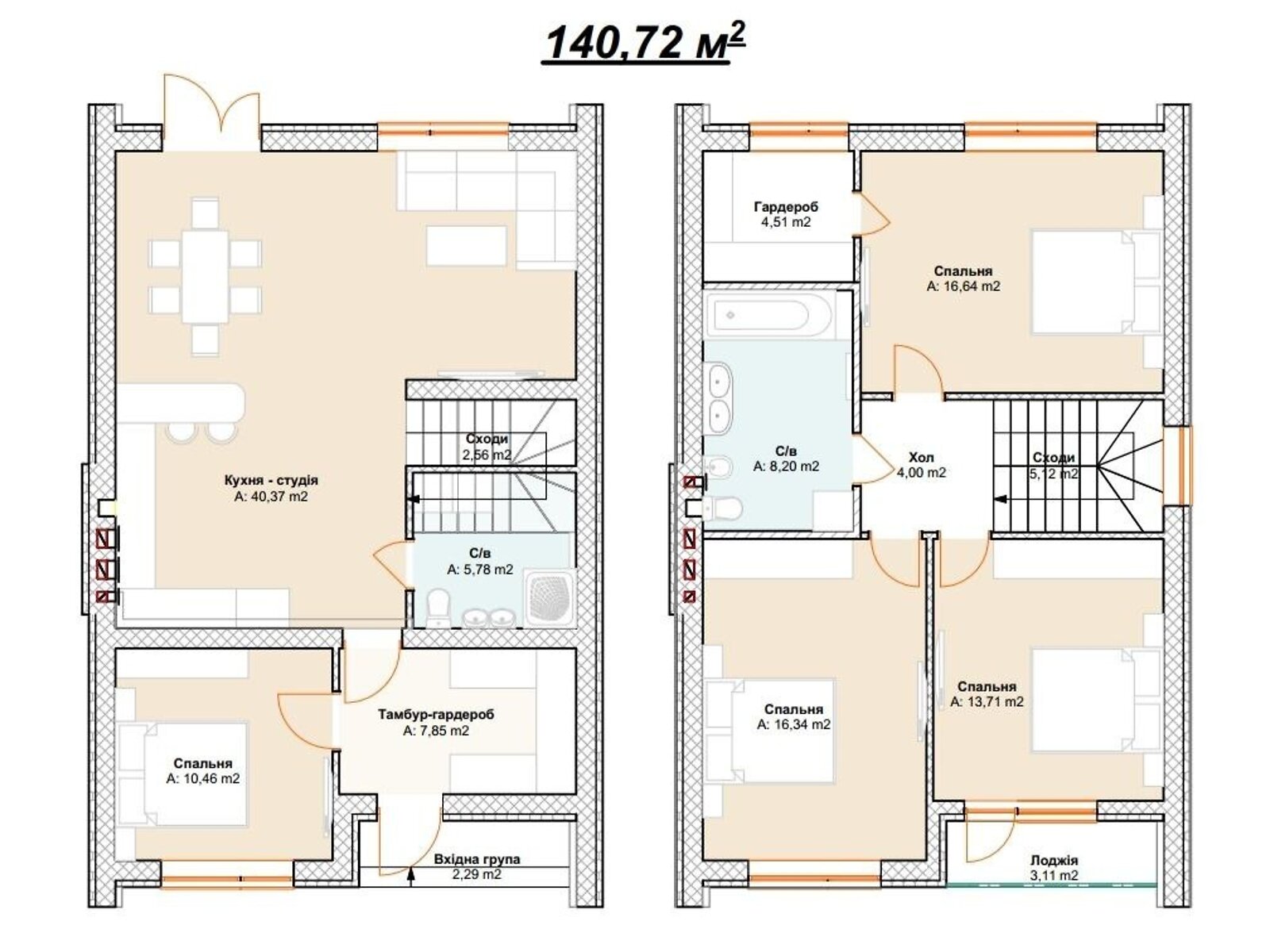 двоповерховий будинок з балконом, 140 кв. м, газобетон. Продаж у Гореничах фото 1