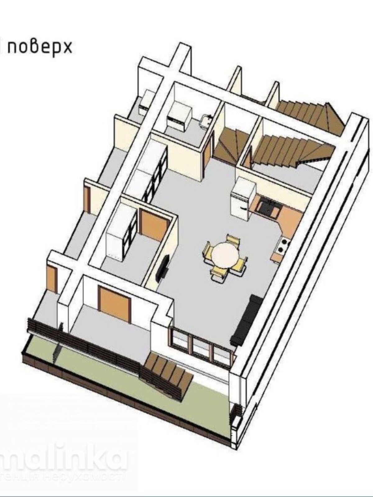 трехэтажный дом с балконом, 145 кв. м, газобетон. Продажа в Каменке-Бугской район Каменка-Бугская фото 1