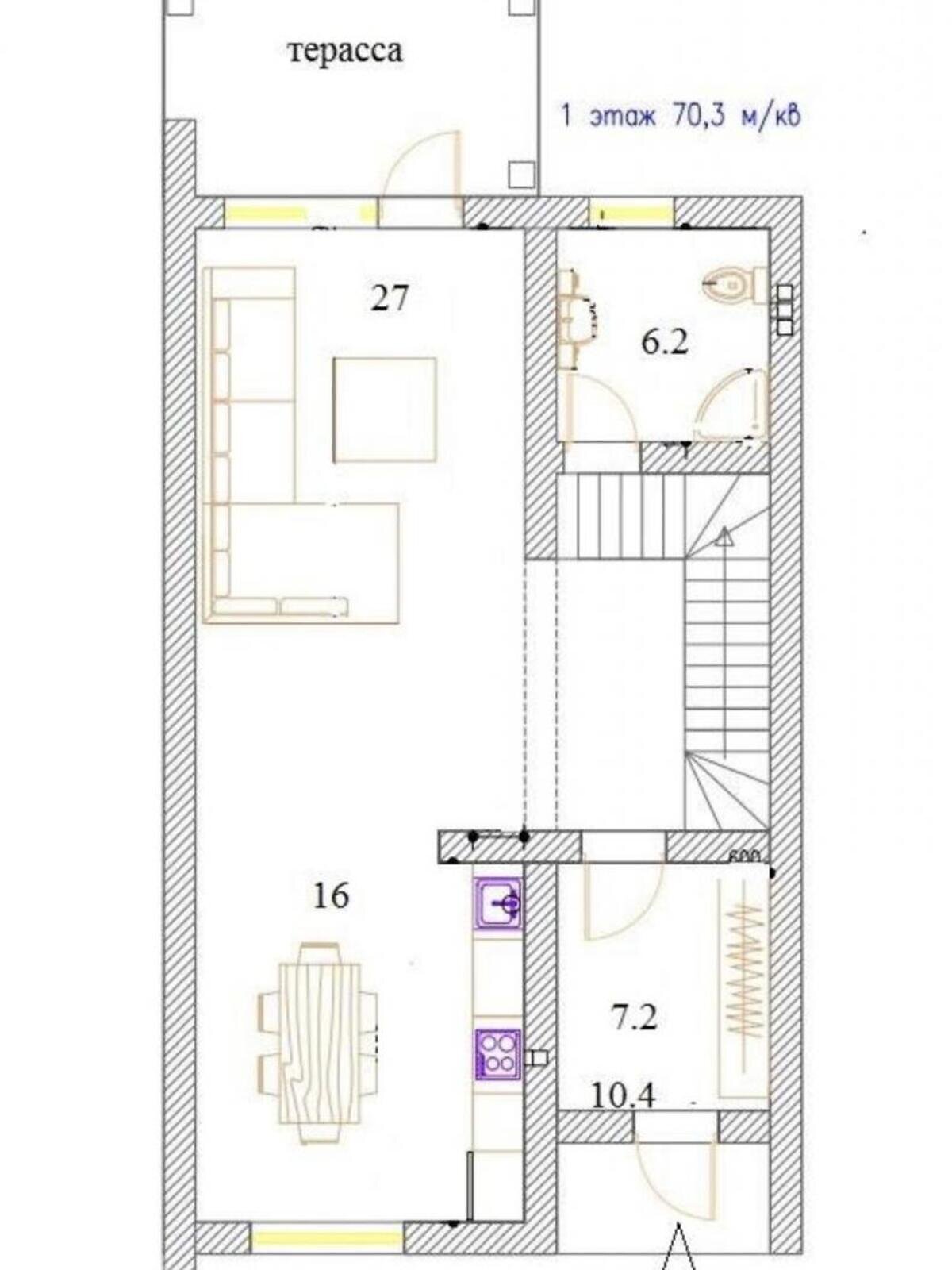 двухэтажный таунхаус, 135 кв. м, газобетон. Продажа в Петровском (нов. Святопетровском) фото 1