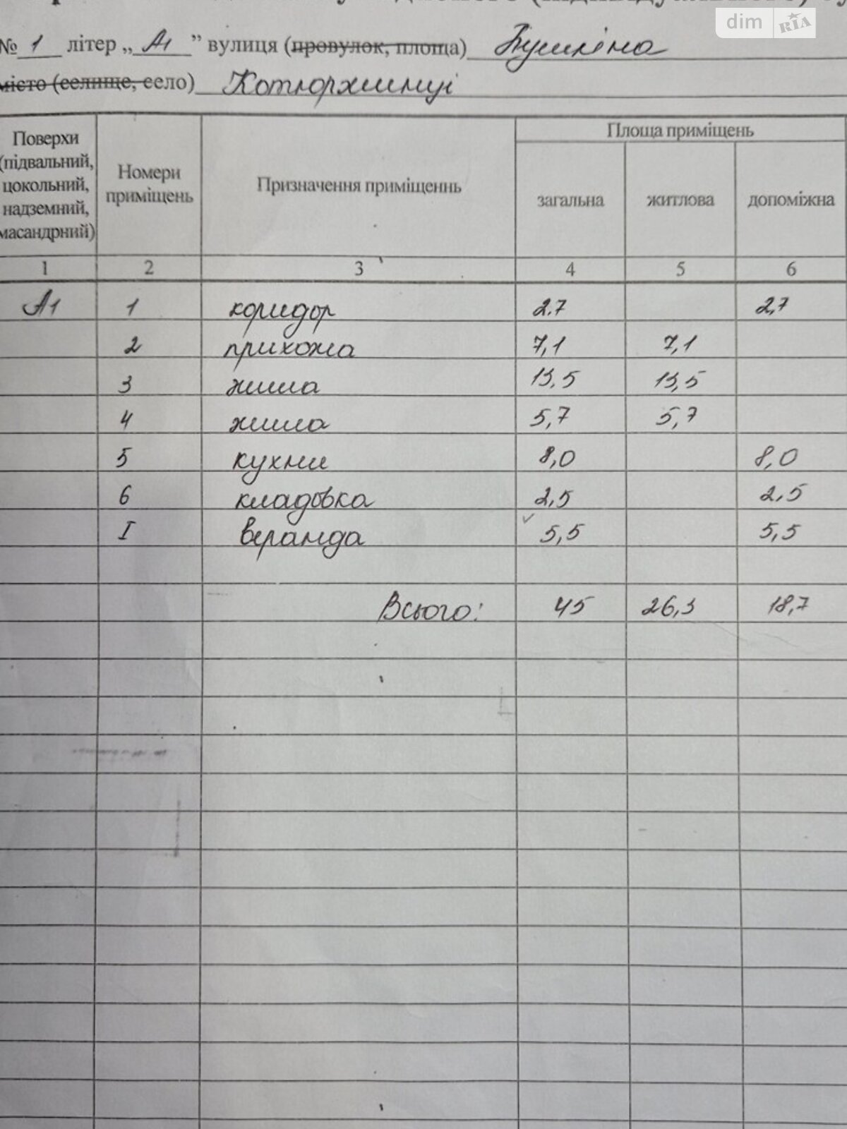 одноповерховий будинок, 45 кв. м, глинобитний. Продаж у Котюржинцях фото 1 одноповерховий будинок, 45 кв. м, глинобитний. Продаж у Котюржинцях фото 1
