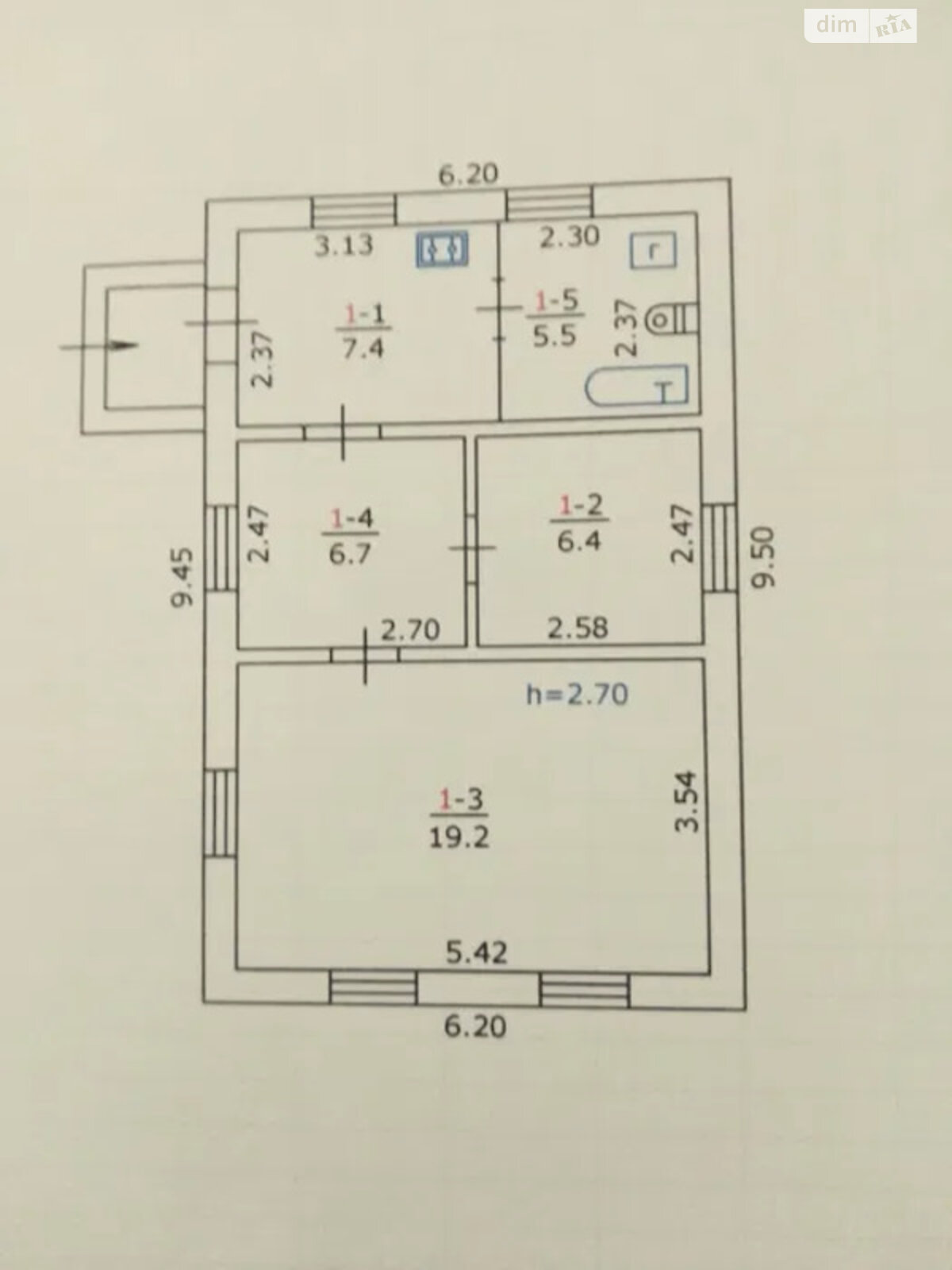 одноэтажный дом, 45.2 кв. м, кирпич. Продажа в Козельщине фото 1
