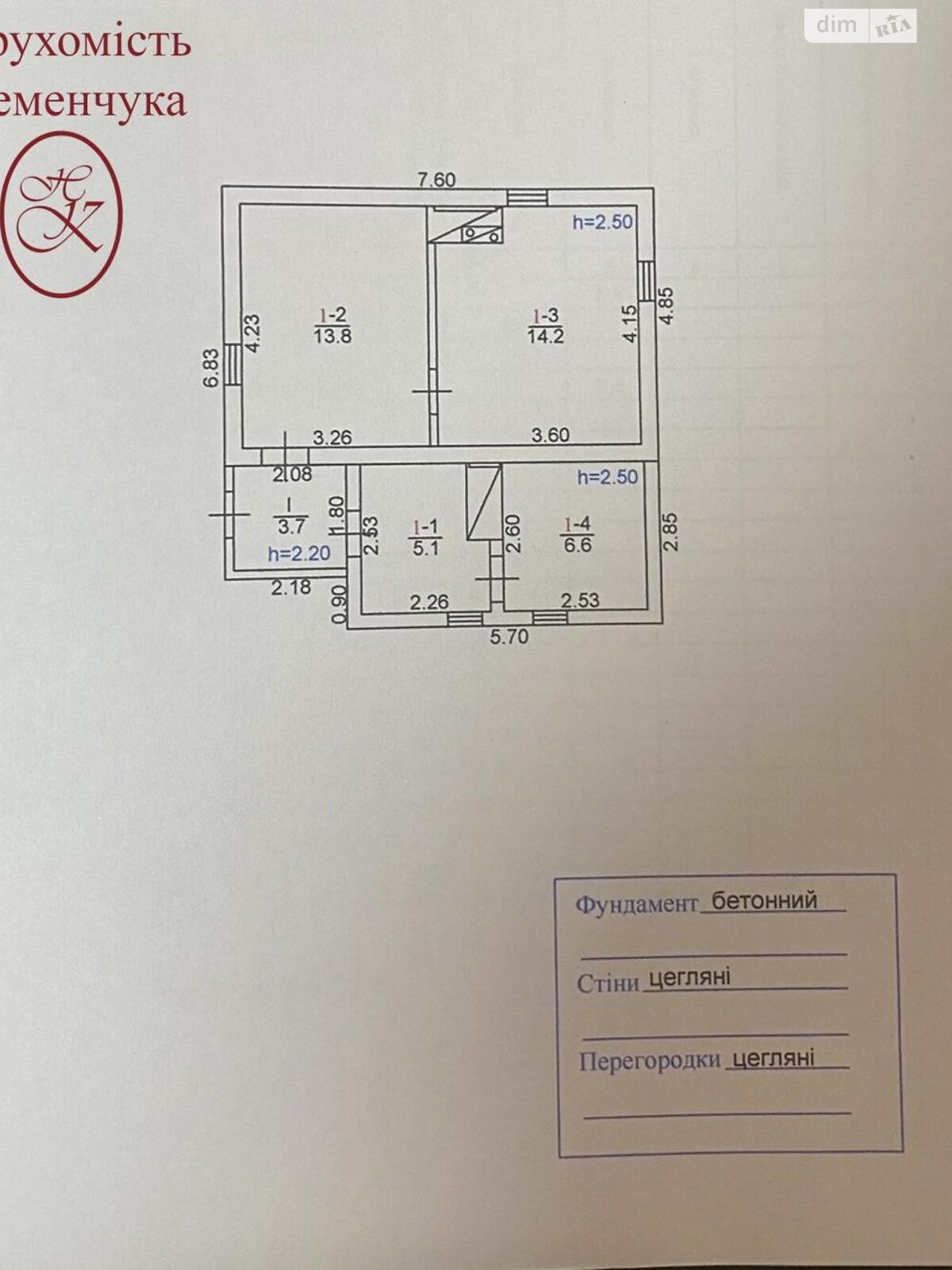 одноэтажный дом, 52 кв. м, кирпич. Продажа в Кременчуге район Кременчуг фото 1