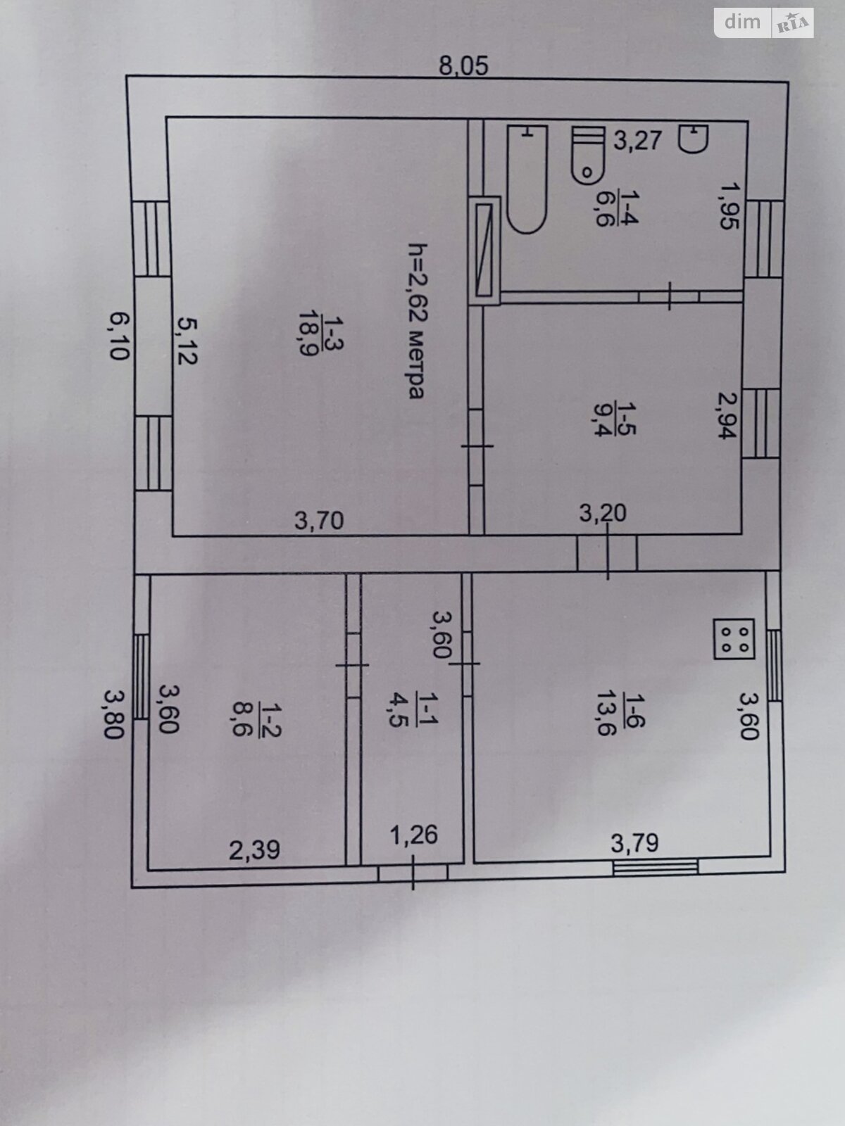 одноэтажный дом с верандой, 62 кв. м, кирпич. Продажа в Кривом Роге район Терновской фото 1