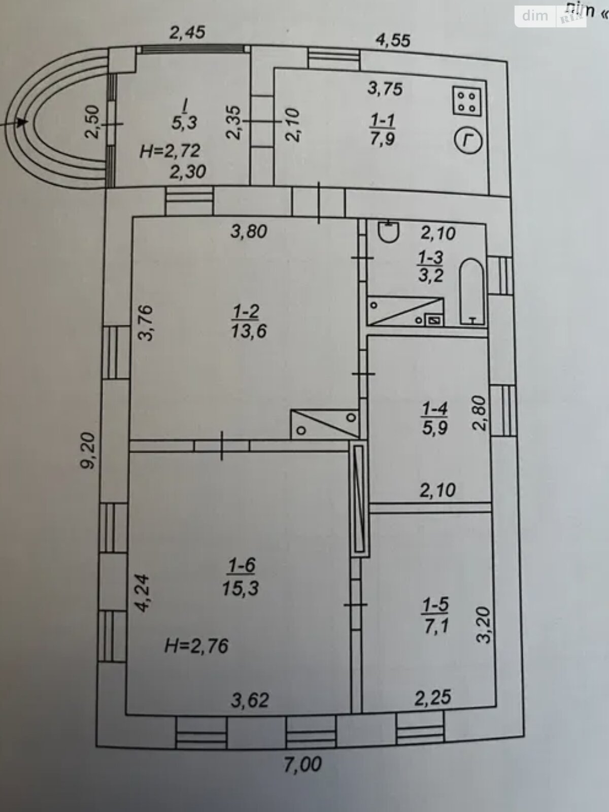 одноповерховий будинок, 58.3 кв. м, цегла. Продаж в Кривому Розі, район Центрально-Міський фото 1 одноповерховий будинок, 58.3 кв. м, цегла. Продаж в Кривому Розі, район Центрально-Міський фото 1