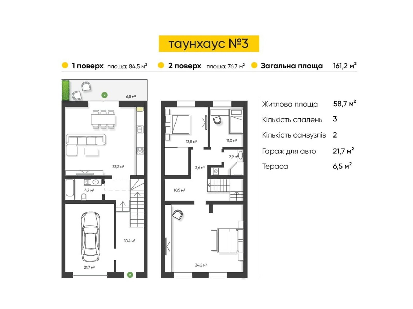 двухэтажный таунхаус, 161.2 кв. м, газобетон. Продажа в undefined (Волынская обл.) фото 1