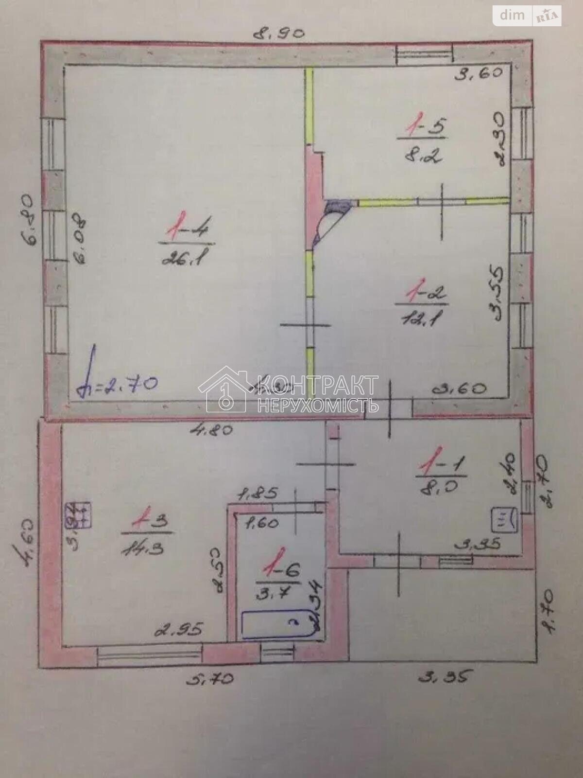 одноповерховий будинок, 74 кв. м, цегла. Продаж в Малій Данилівці, район Олексїївка фото 1