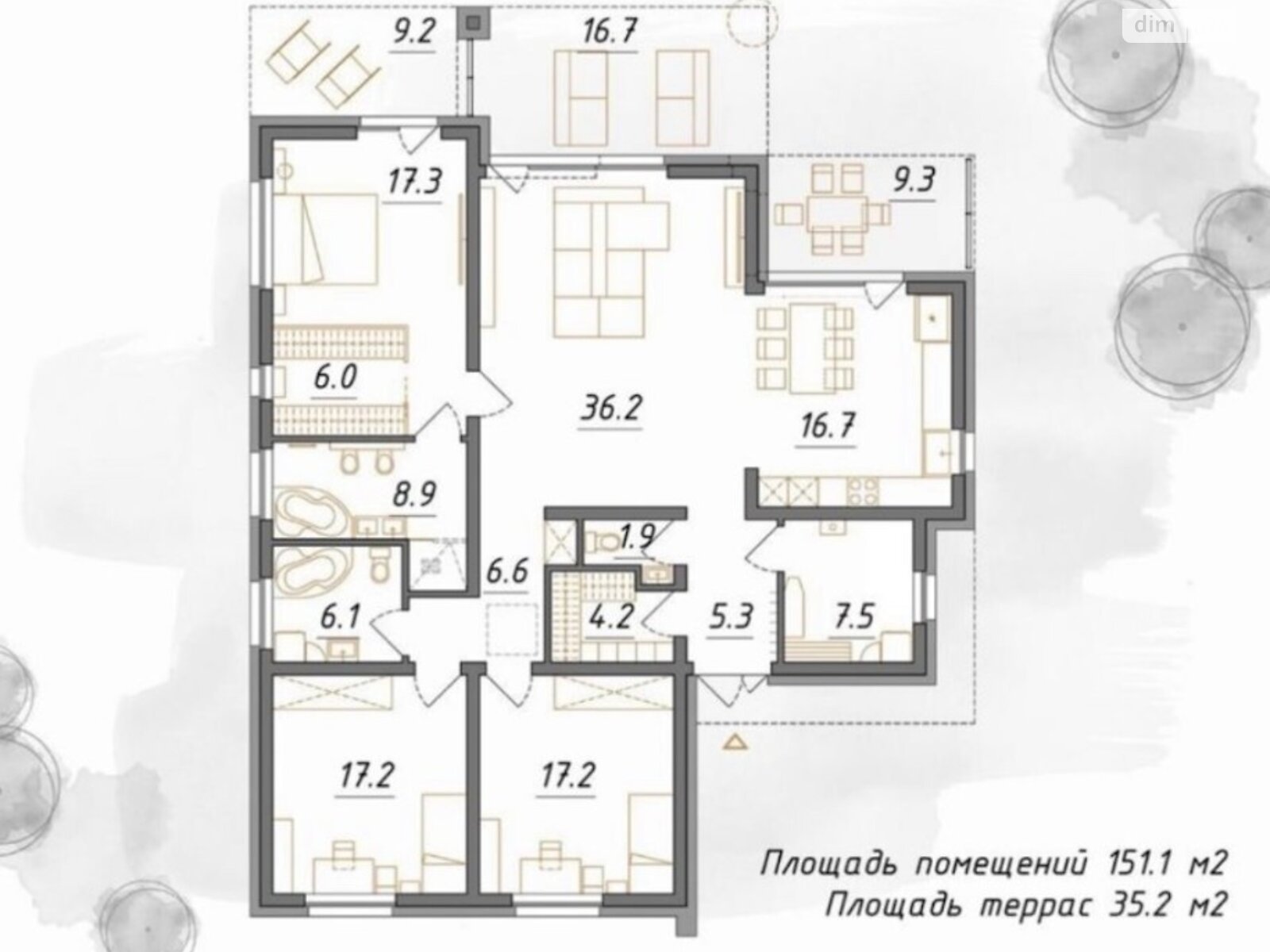 одноповерховий будинок веранда, 151 кв. м, цегла. Продаж у Малій Данилівці фото 1