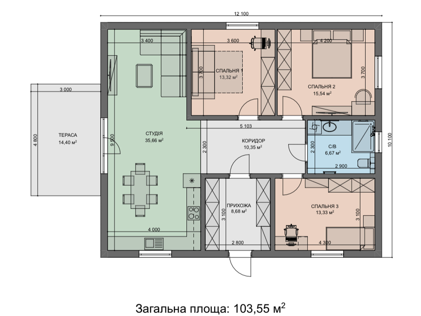 одноэтажный дом с отоплением, 100 кв. м, газобетон. Продажа в Михайловке-Рубежовке фото 1