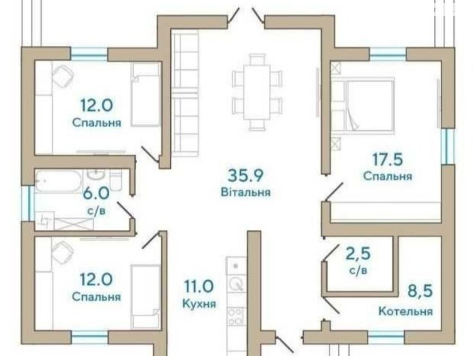 одноэтажный дом веранда, 105 кв. м, керамический кирпич. Продажа в Михайловке-Рубежовке фото 1