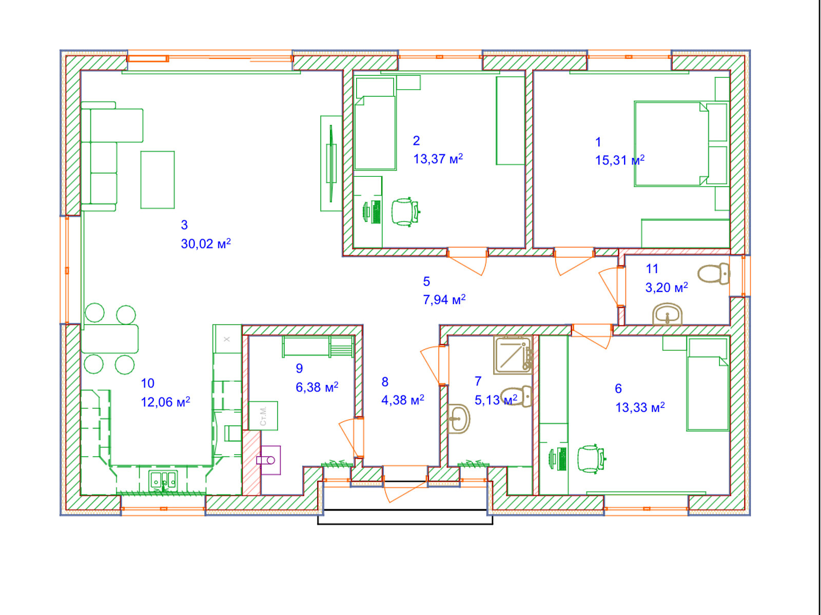 одноэтажный дом, 111 кв. м, кирпич. Продажа в Михайловке-Рубежовке фото 1 одноэтажный дом, 111 кв. м, кирпич. Продажа в Михайловке-Рубежовке фото 1