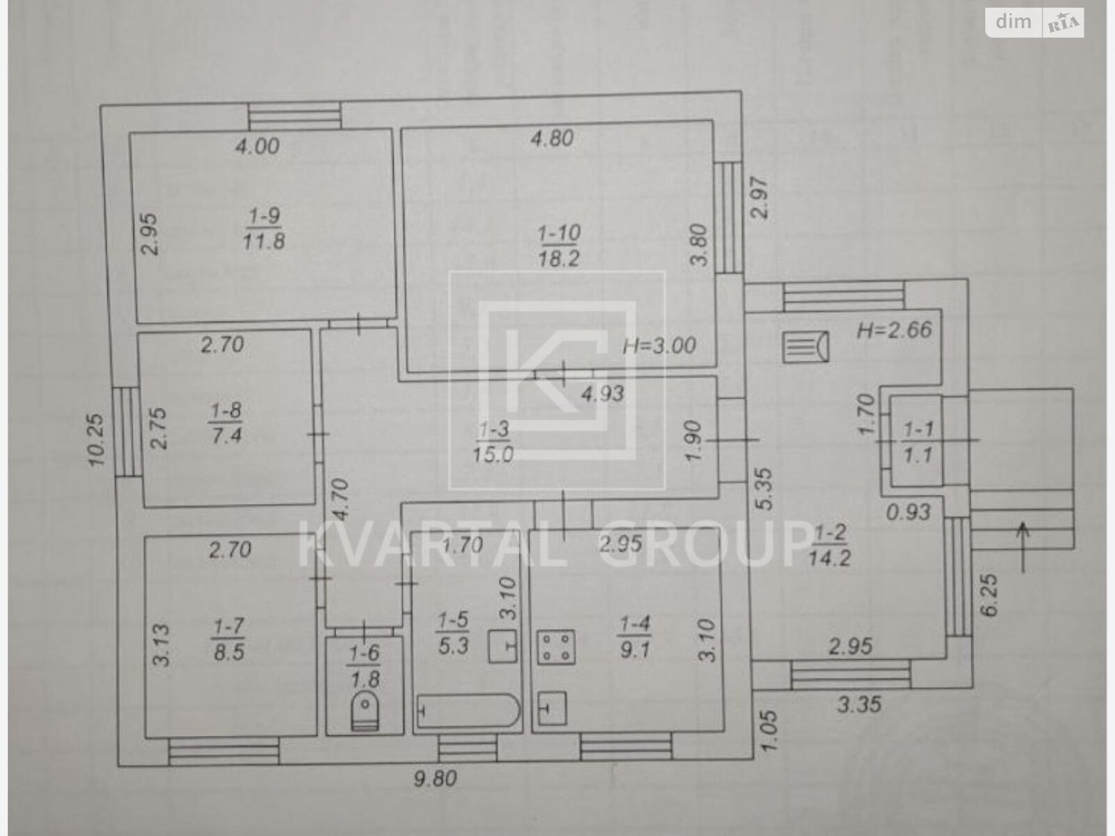 одноэтажный дом с ремонтом, 100 кв. м, кирпич. Продажа в Милой фото 1