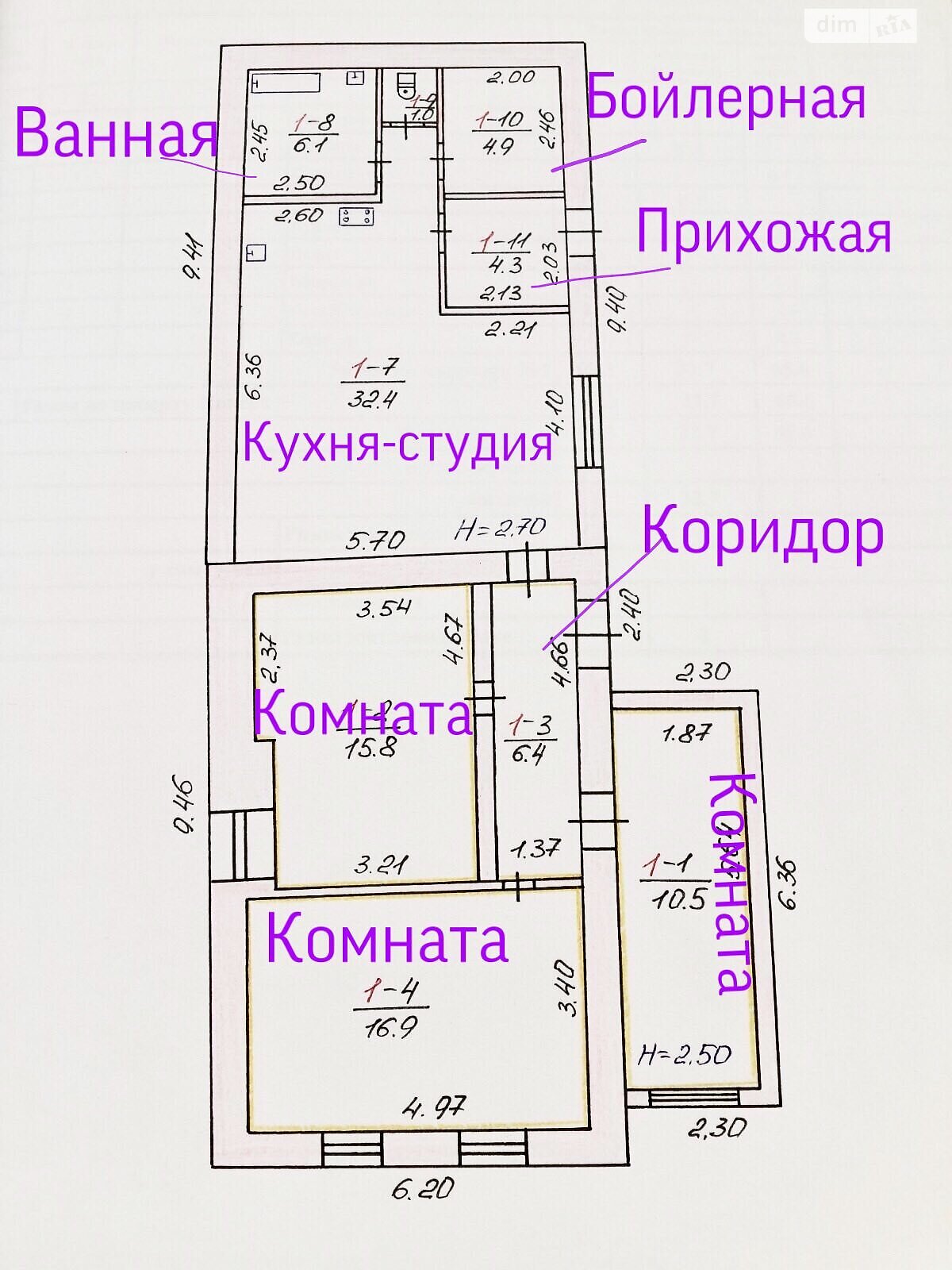 одноэтажный дом с гаражом, 98 кв. м, кирпич. Продажа в Николаеве район Широкая Балка фото 1