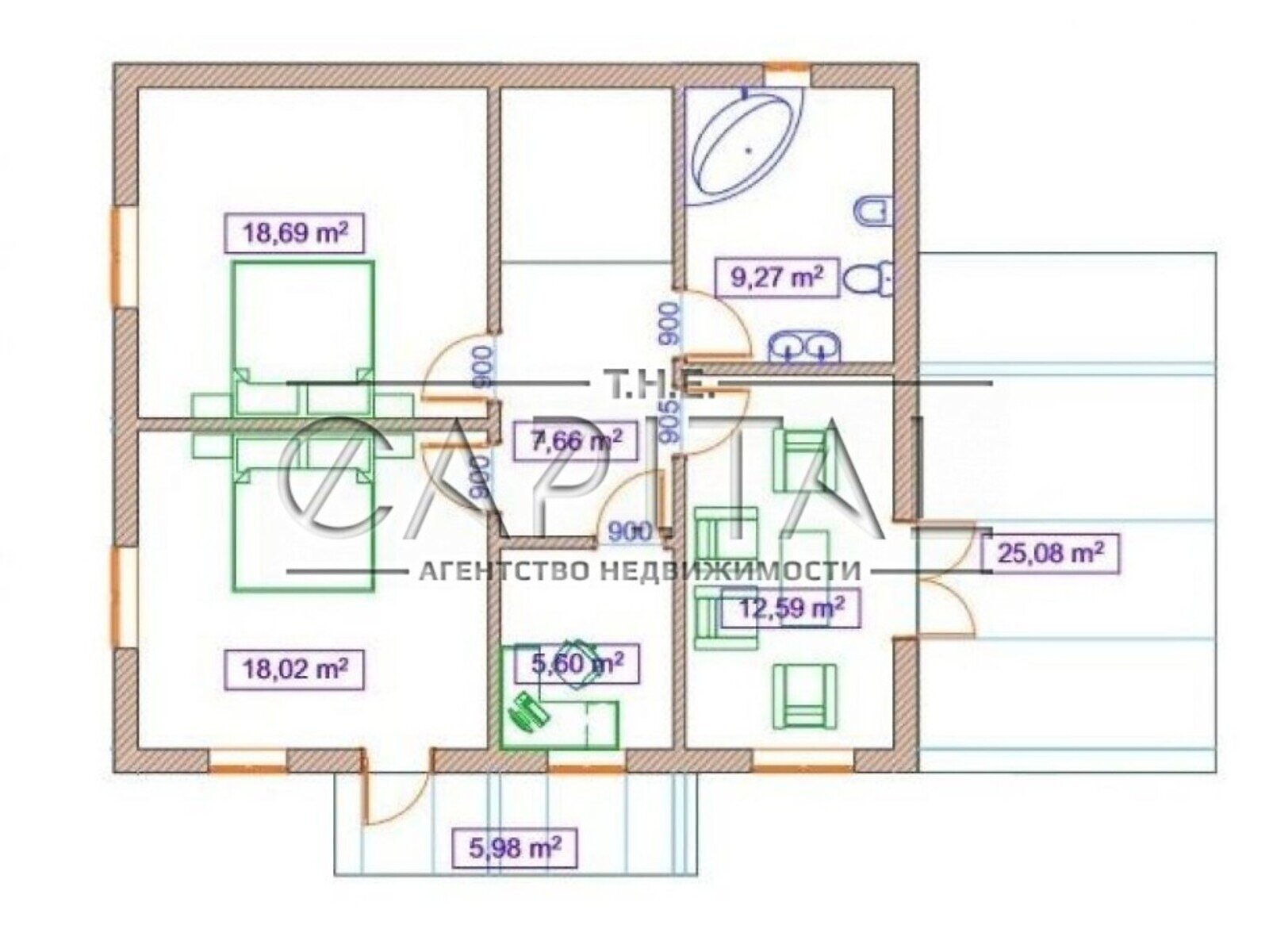 двухэтажный дом веранда, 156 кв. м, кирпич. Продажа в Старых Безрадичах фото 1