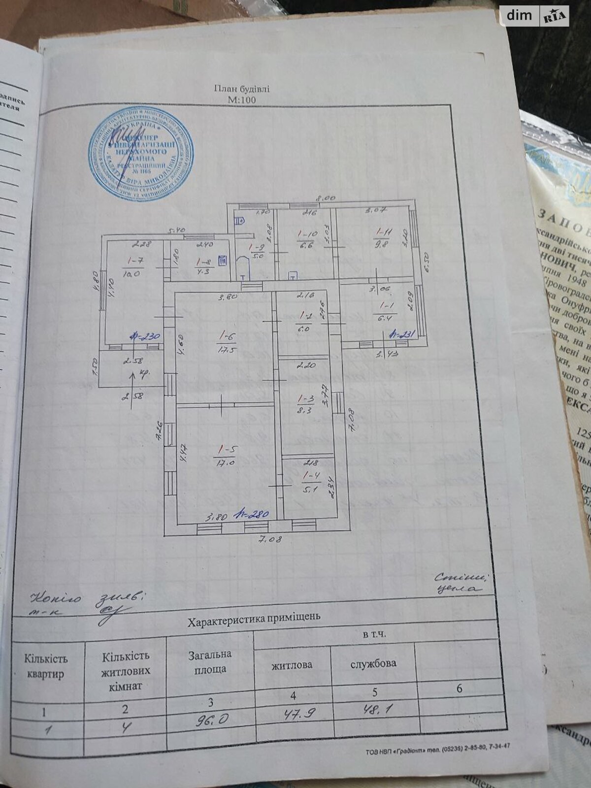 одноэтажный дом, 96 кв. м, кирпич. Продажа в Онуфриевке район Онуфриевка фото 1