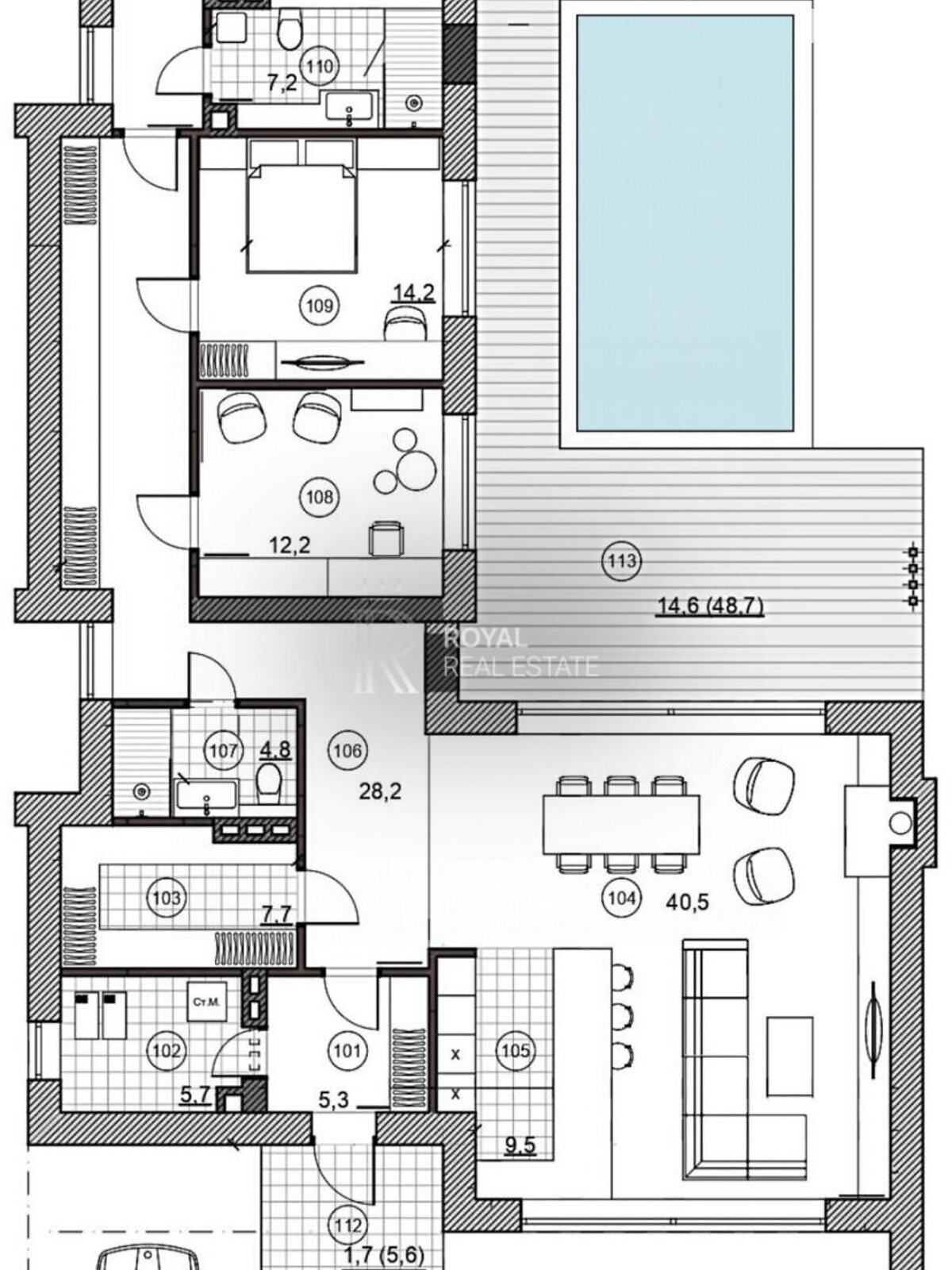 одноповерховий будинок, 180 кв. м, кирпич. Продаж у Осещині фото 1