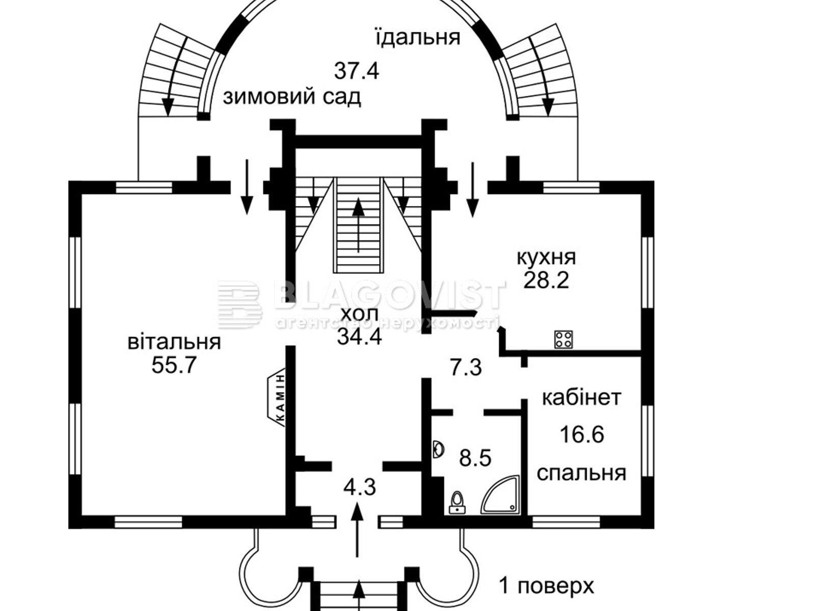 трехэтажный дом беседка, 470 кв. м, кирпич. Продажа в Плютах фото 1