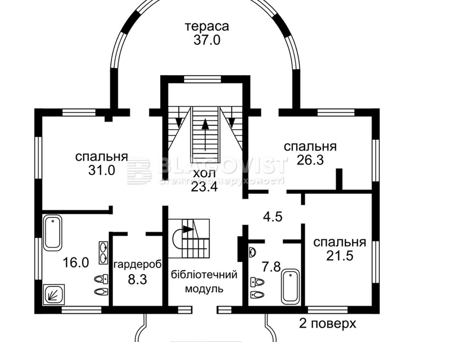 трехэтажный дом беседка, 470 кв. м, кирпич. Продажа в Плютах фото 1