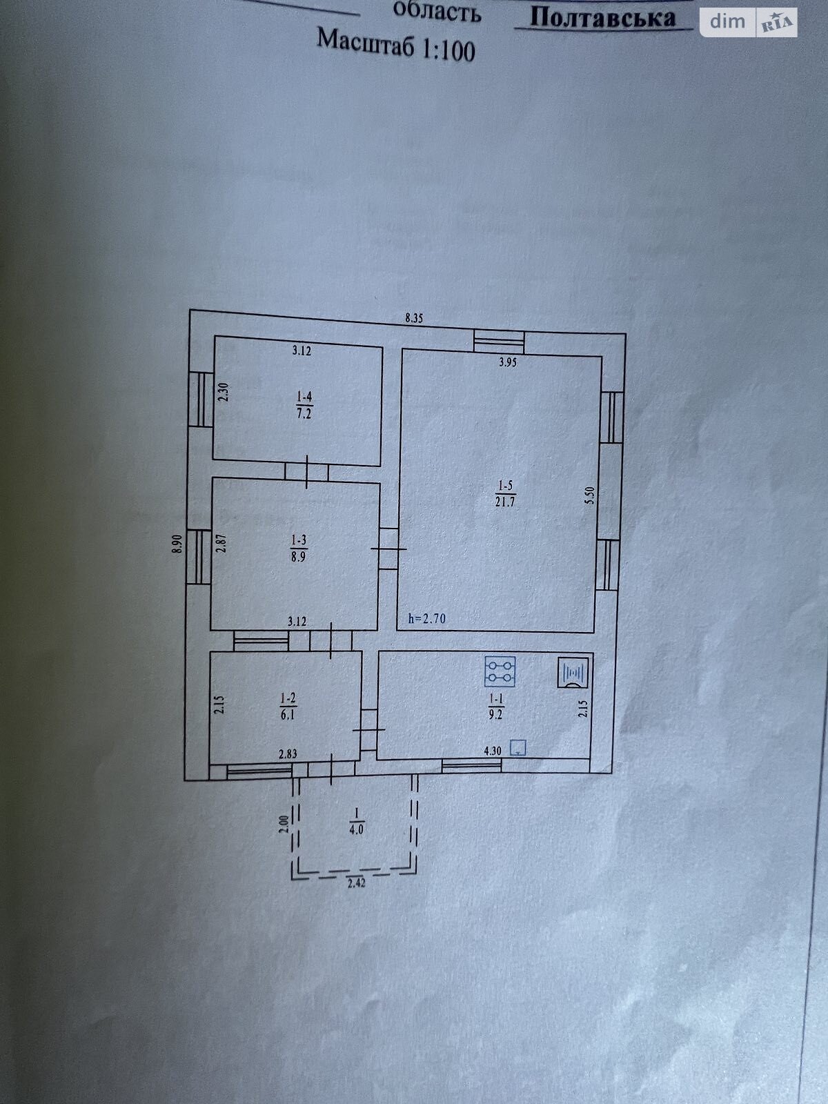 одноповерховий будинок з гаражем, 60 кв. м, цегла. Продаж в Полтаві, район Климівка фото 1