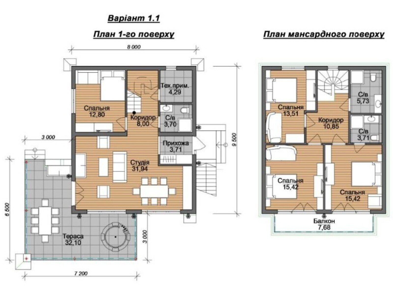 двухэтажный дом с балконом, 152 кв. м, керамический блок. Продажа в Полянице фото 1