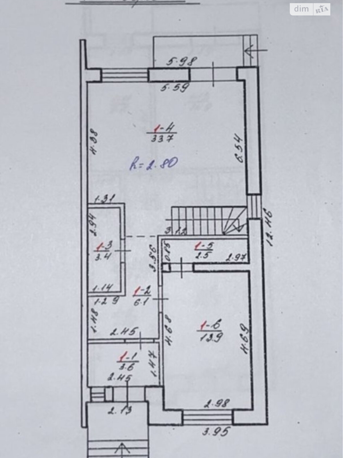 двухэтажный дом с балконом, 122 кв. м, кирпич. Продажа в Рудно фото 1