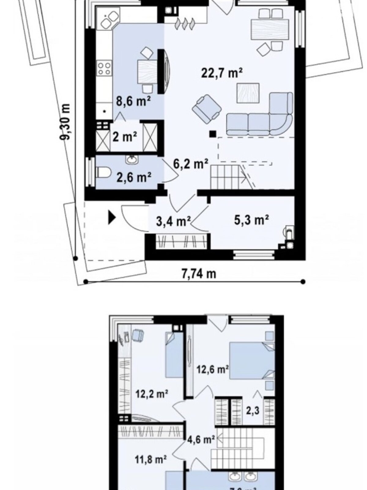 двухэтажный дом с отоплением, 120 кв. м, пеноблок. Продажа в Новом фото 1