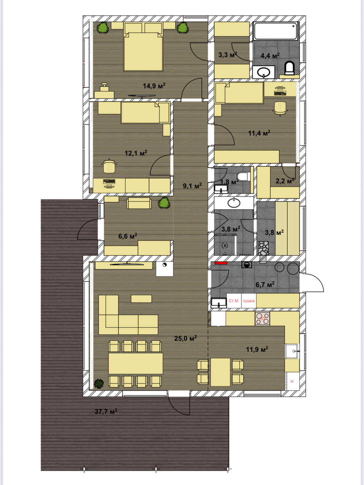 одноэтажный дом с отоплением, 147 кв. м, кирпич. Продажа в Ужгороде район Червеница фото 1 одноэтажный дом с отоплением, 147 кв. м, кирпич. Продажа в Ужгороде район Червеница фото 1
