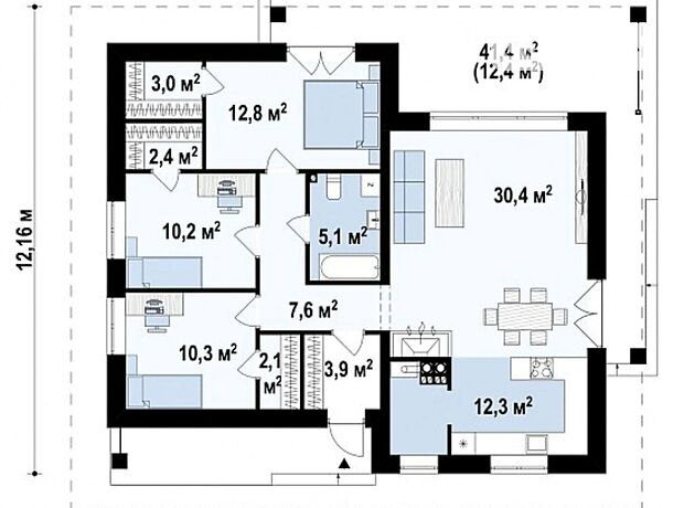 одноповерховий будинок з терасою, 105 кв. м, газобетон. Продаж в Крушинці (Київська обл.) фото 1 одноповерховий будинок з терасою, 105 кв. м, газобетон. Продаж в Крушинці (Київська обл.) фото 1