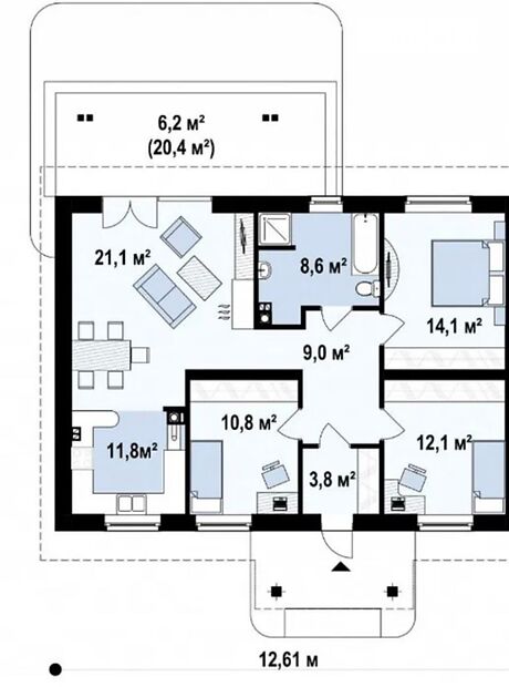 одноповерховий будинок з терасою, 102 кв. м, газобетон. Продаж в Путрівці (Київська обл.) фото 1 одноповерховий будинок з терасою, 102 кв. м, газобетон. Продаж в Путрівці (Київська обл.) фото 1