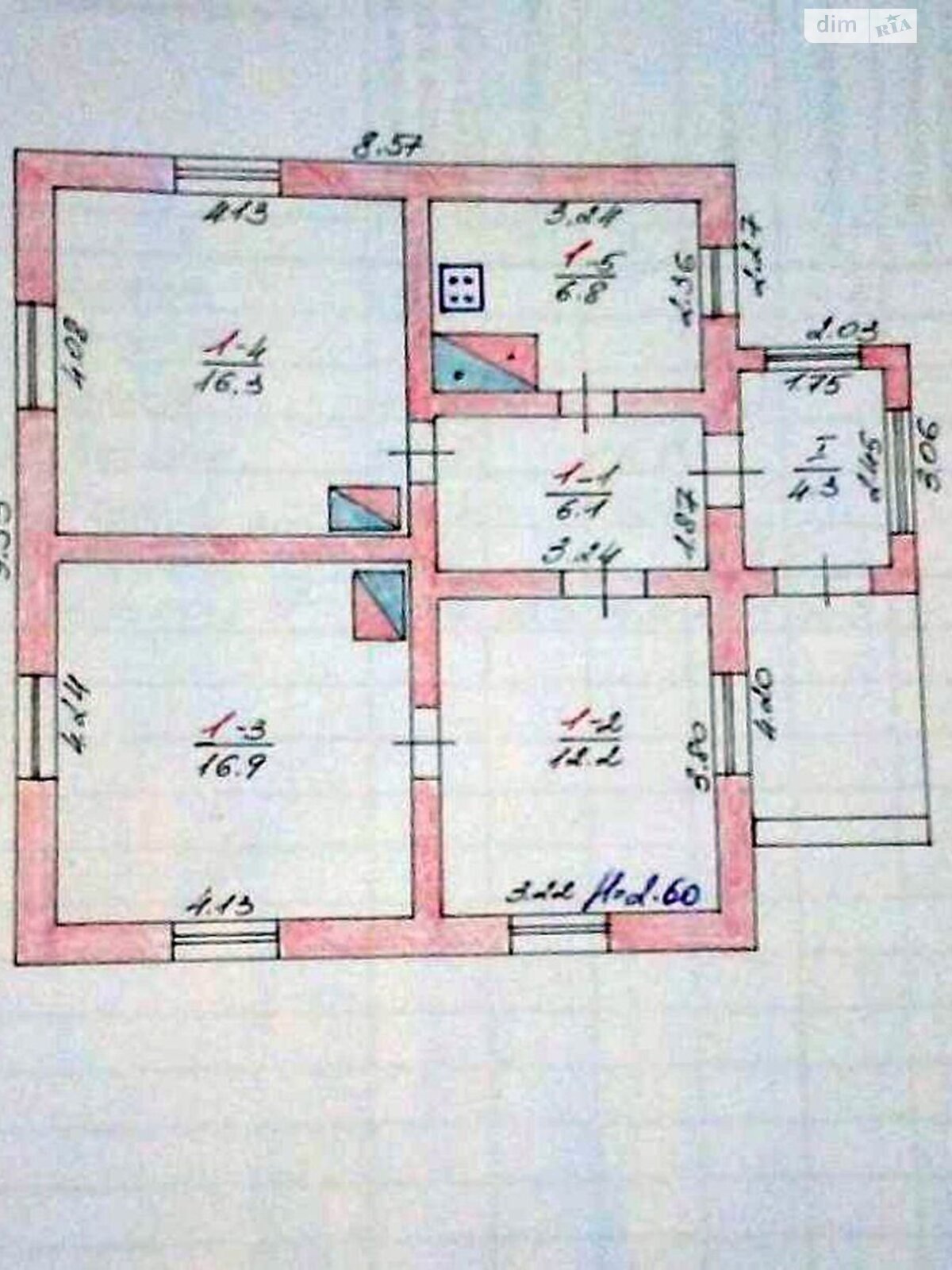 одноповерховий будинок, 63 кв. м, цегла. Продаж у Великому Ходачкове фото 1