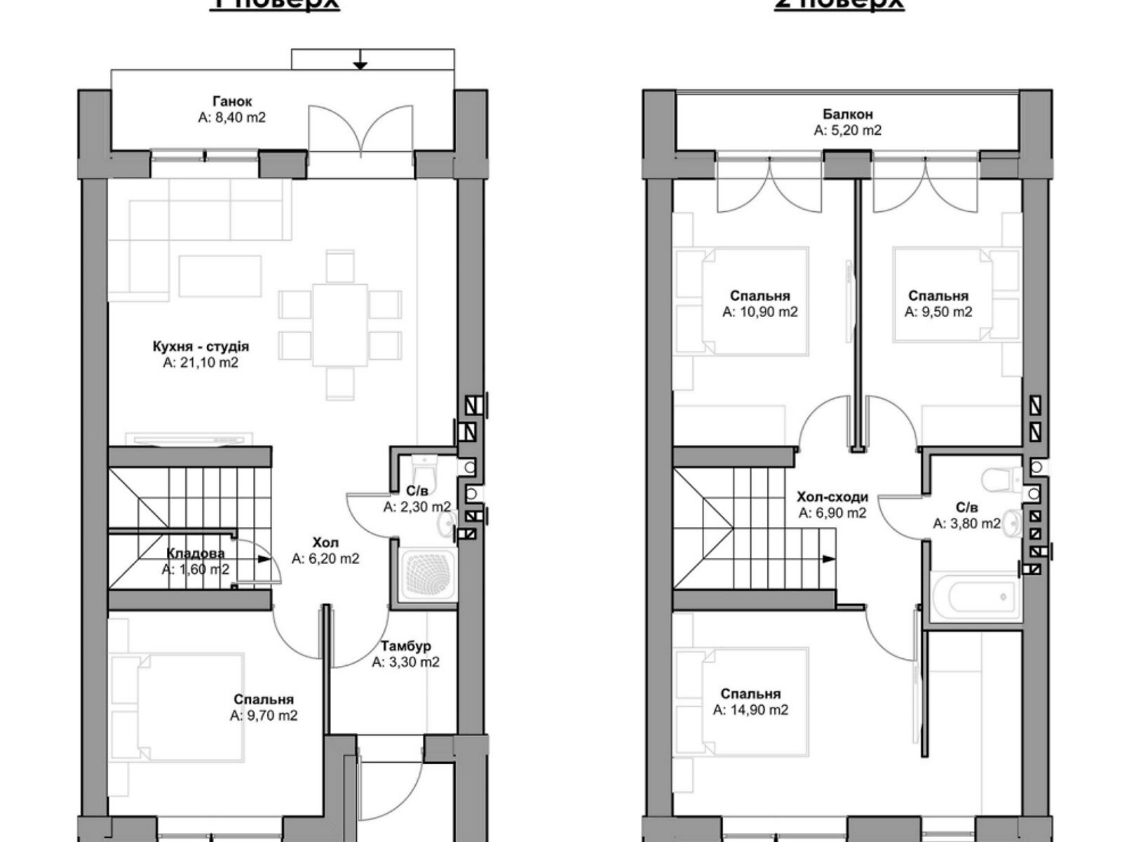 двухэтажный дом, 95 кв. м, газобетон. Продажа в Ворзеле фото 1