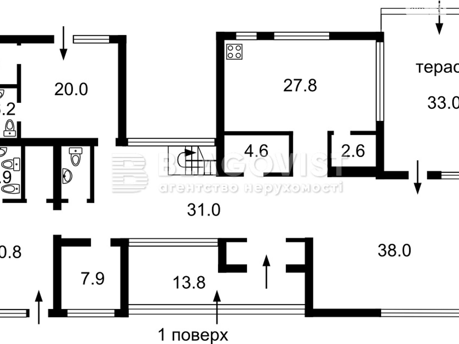 двухэтажный дом веранда, 317 кв. м, кирпич. Продажа в Лебедевке фото 1