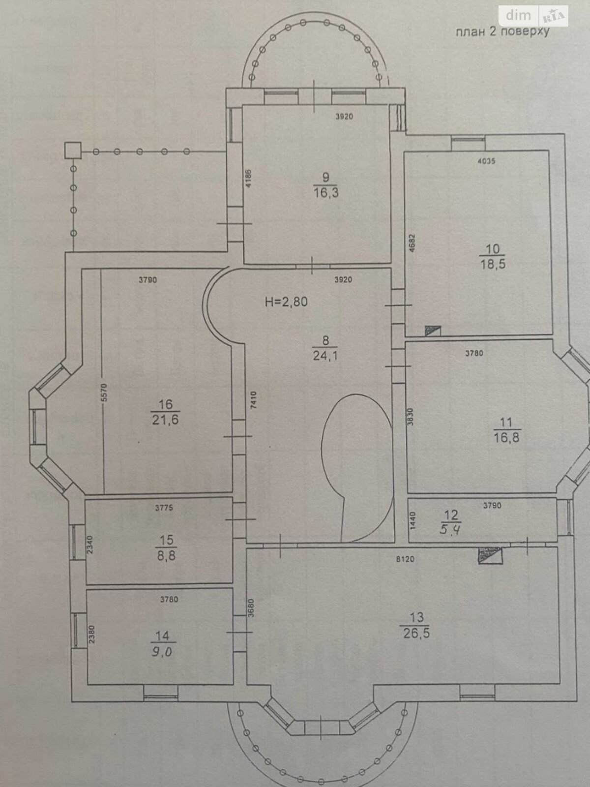 двухэтажный дом с балконом, 320 кв. м, кирпич. Продажа в Забучье фото 1