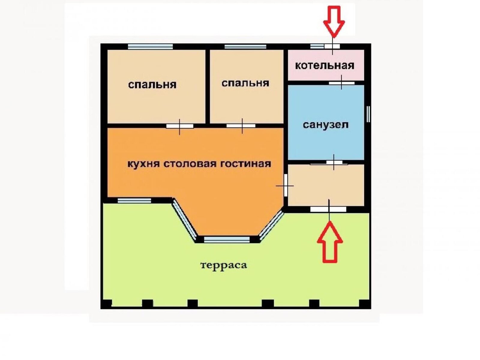 одноэтажный дом с отоплением, 120 кв. м, дерево и кирпич. Продажа в Запорожье фото 1