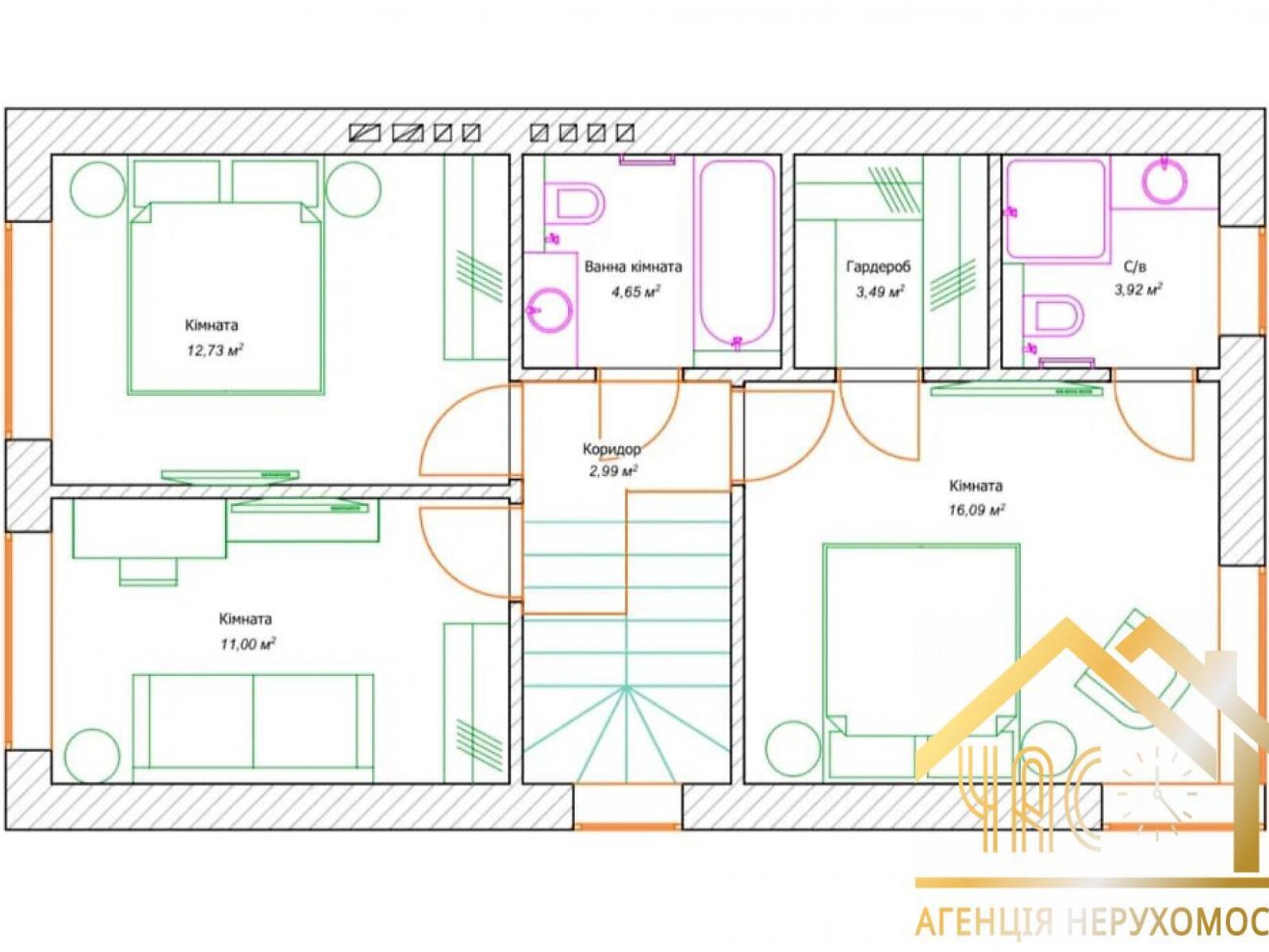 двоповерховий дуплекс, 112 кв. м, кирпич. Продаж у Гатне фото 1