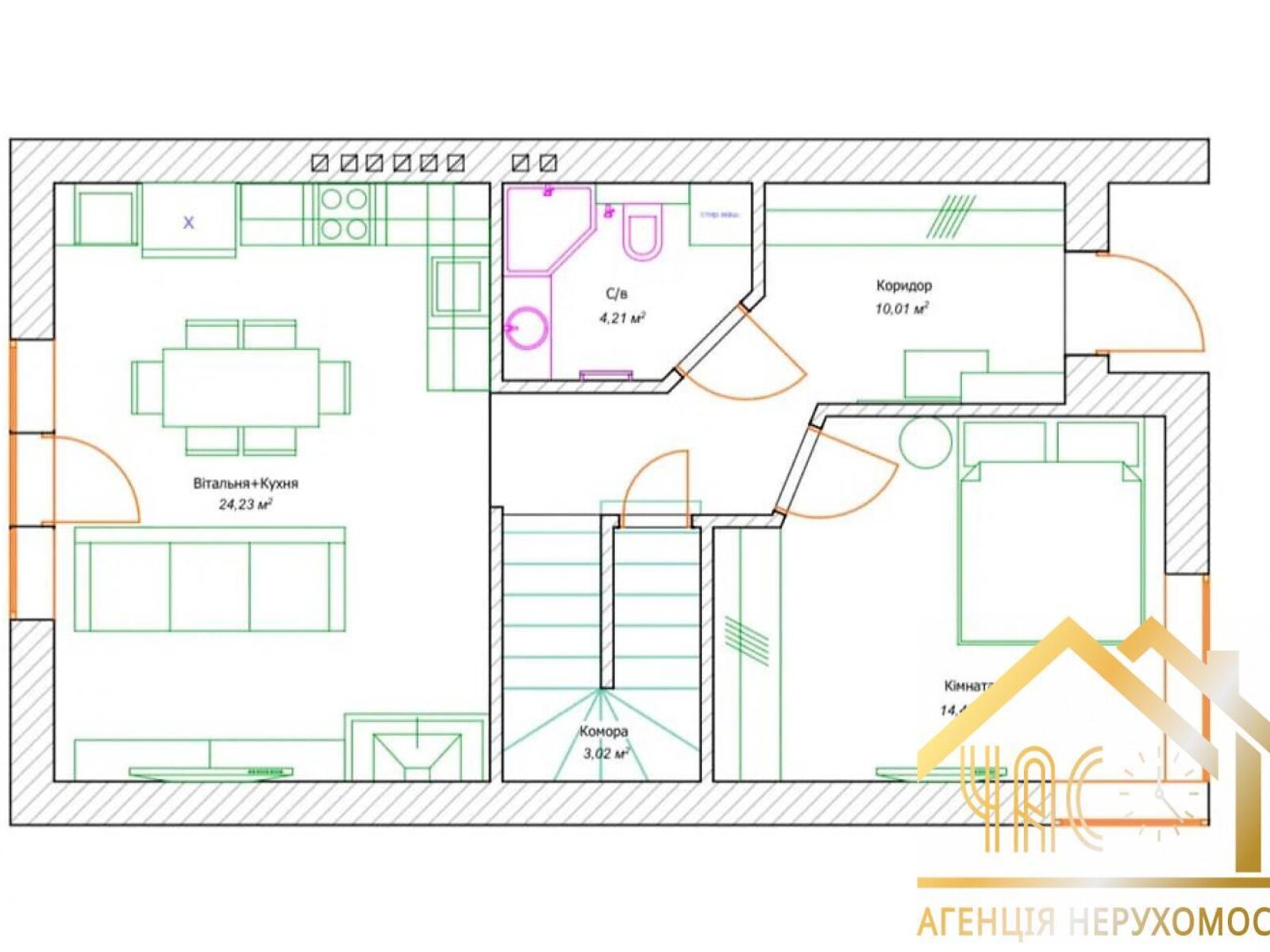двоповерховий дуплекс, 112 кв. м, кирпич. Продаж у Гатне фото 1