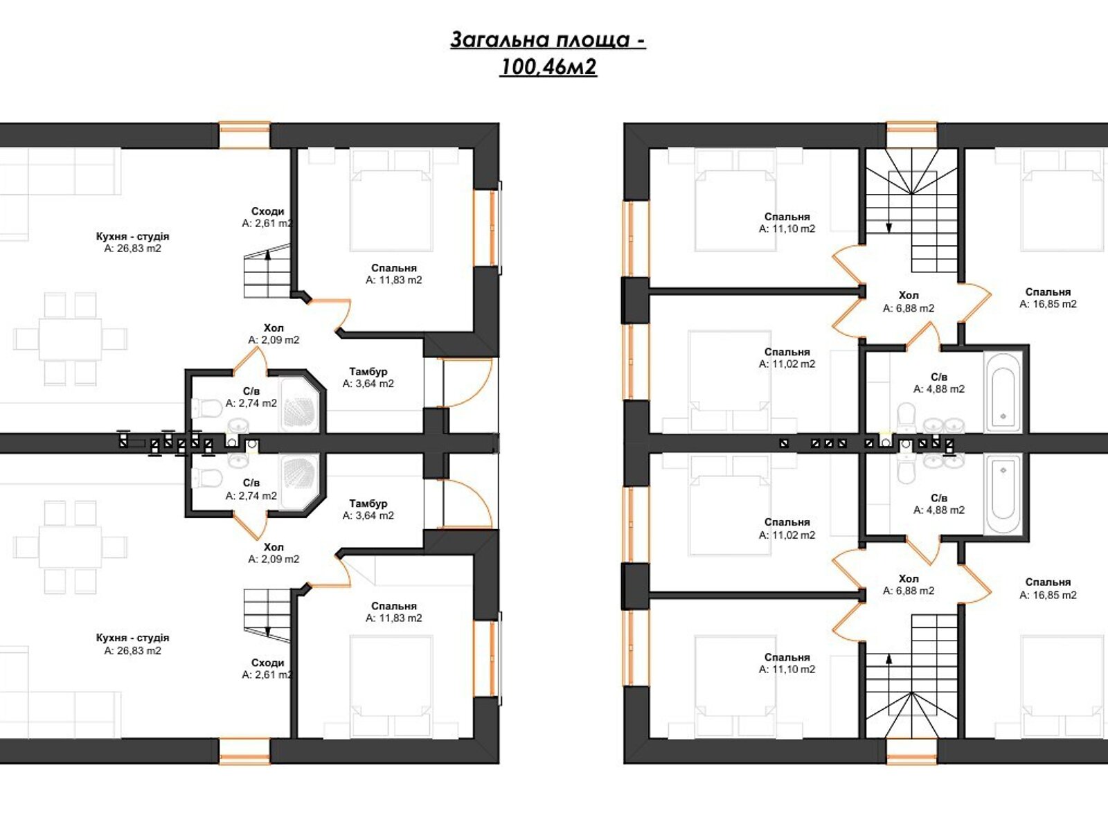 триповерховий дуплекс, 102 кв. м, кирпич. Продаж в Ірпені, район Ірпінь фото 1 триповерховий дуплекс, 102 кв. м, кирпич. Продаж в Ірпені, район Ірпінь фото 1