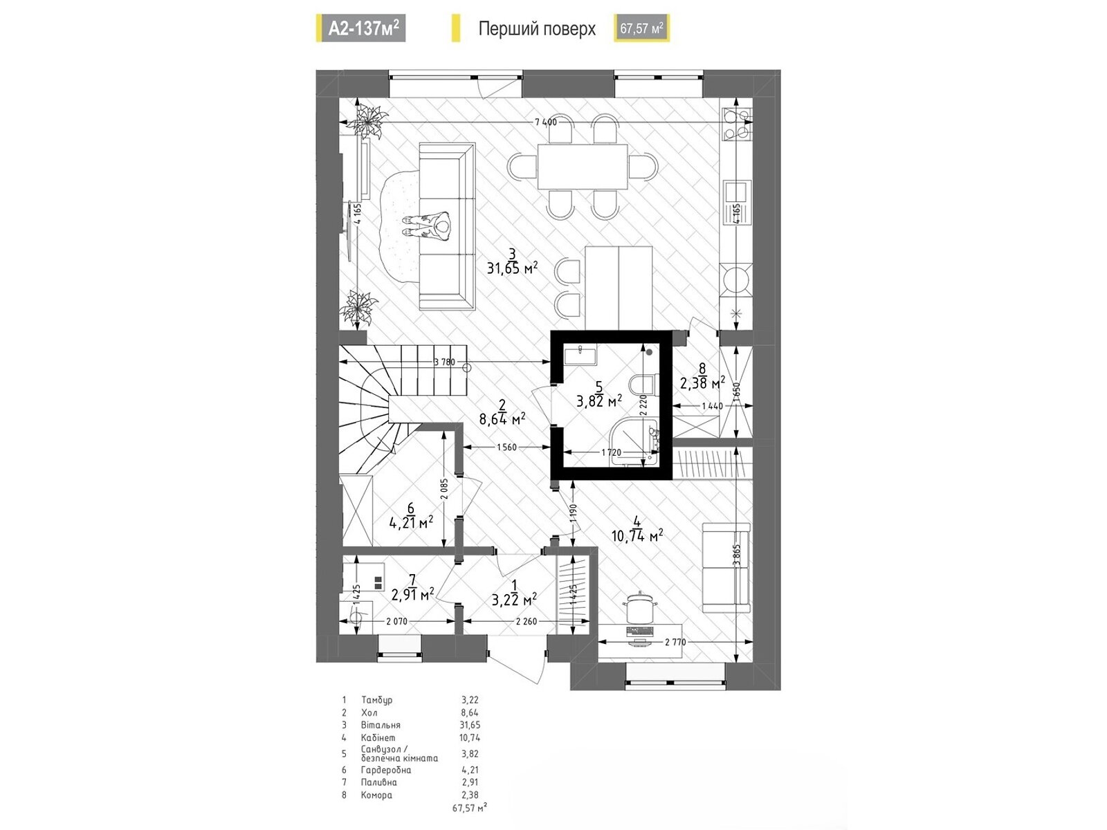 трехэтажный дуплекс, 137 кв. м, керамический блок. Продажа в Сокольниках фото 1