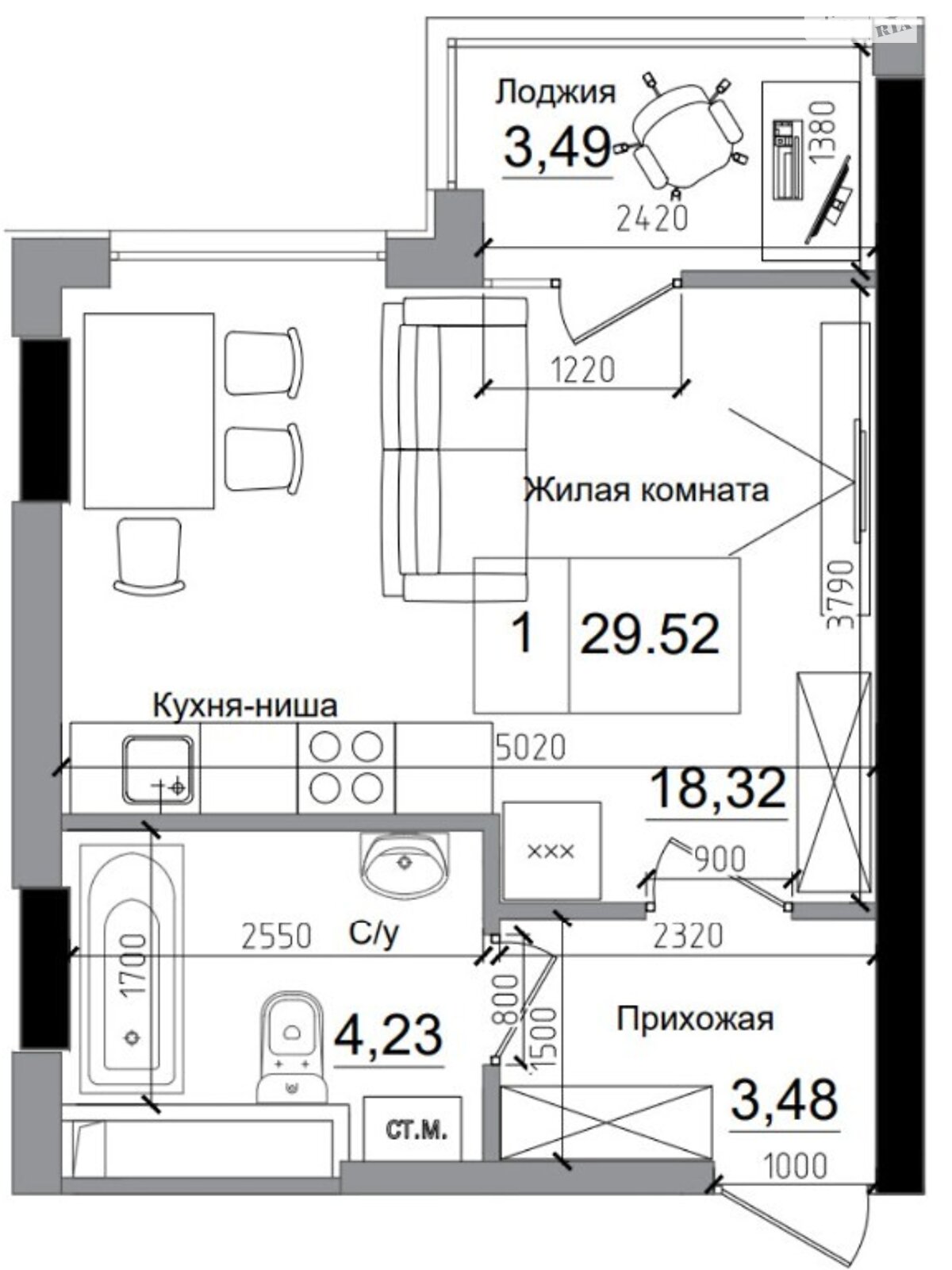 Продаж однокімнатної квартири в Авангарді, на дор. Овідіопольська, фото 1