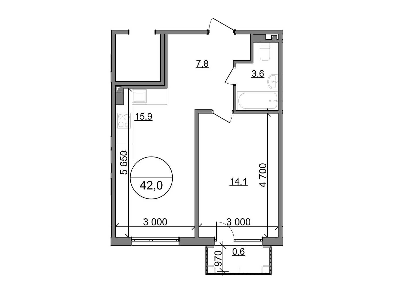 Продажа однокомнатной квартиры в Басовке, на дор. Кольцевая, фото 1