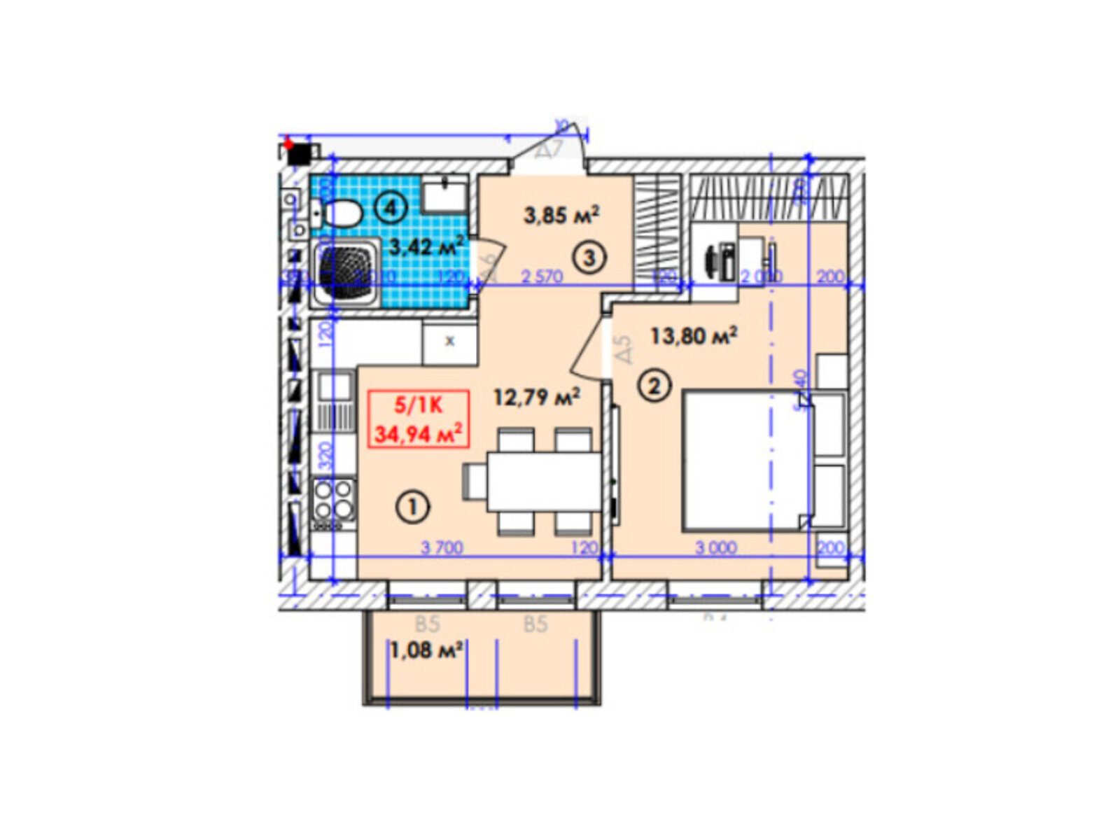 Продажа однокомнатной квартиры в Богородчанах, на ул. Молодежная, фото 1