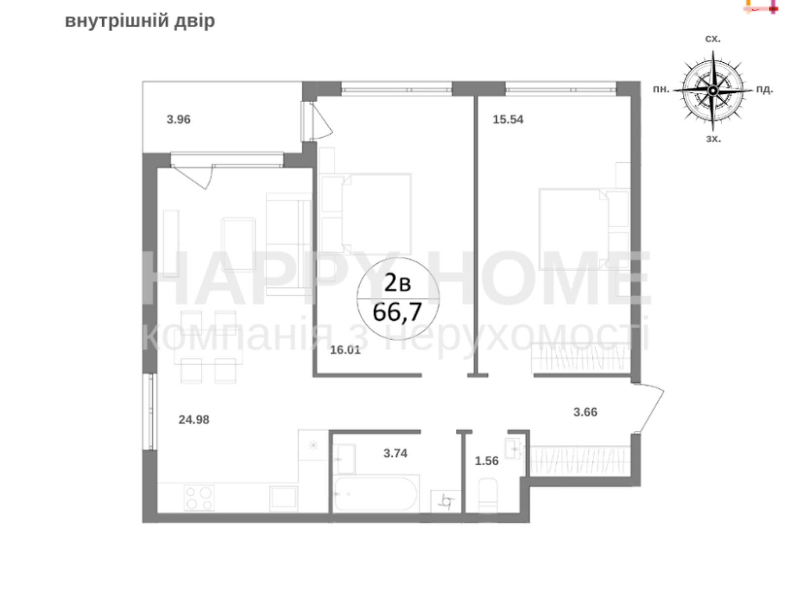 Продажа двухкомнатной квартиры в Брюховичах, на ул. Львовская, фото 1