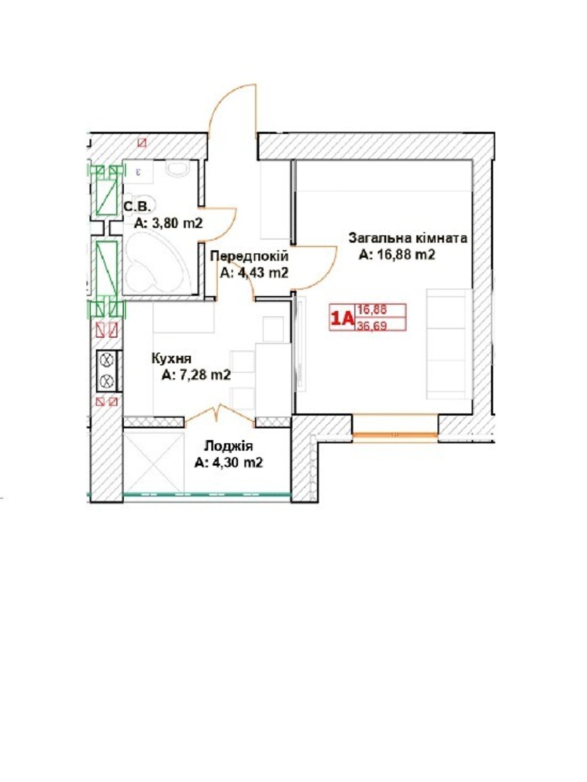 Продажа однокомнатной квартиры в Буче, на бул. Леонида Бирюкова 33, кв. 30, район Буча фото 1