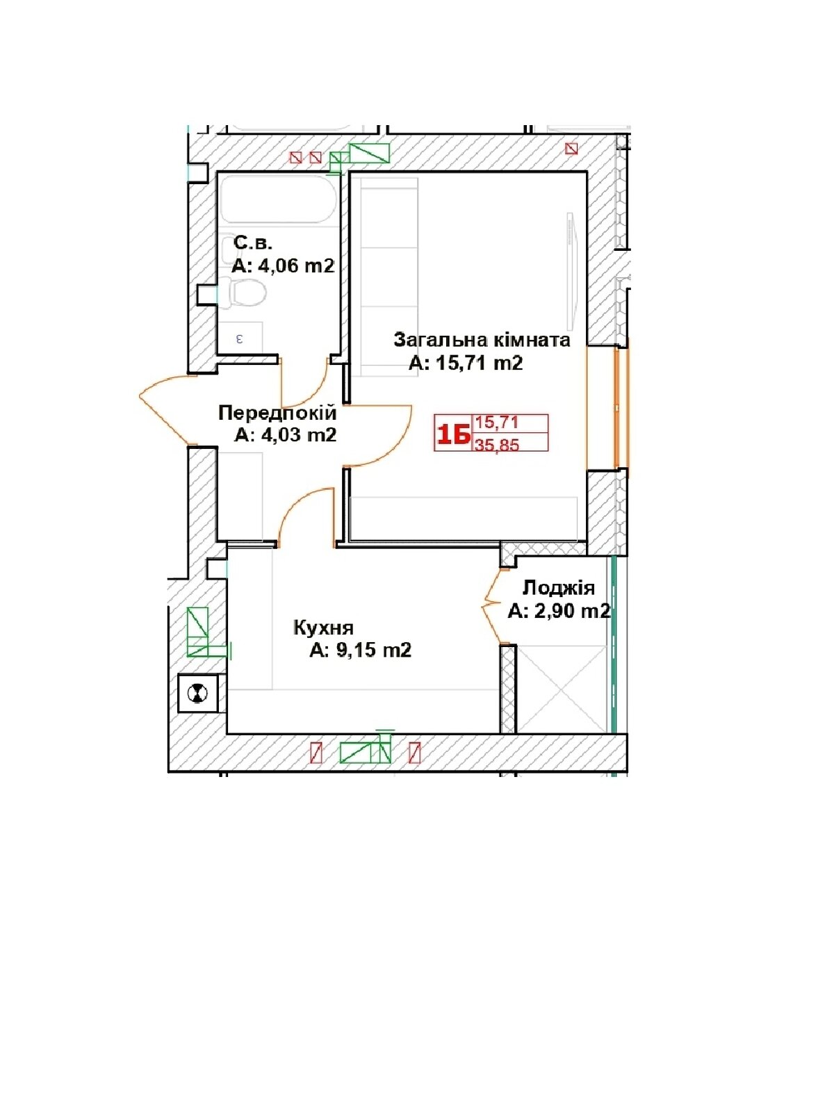 Продажа однокомнатной квартиры в Буче, на бул. Леонида Бирюкова 35, кв. 59, район Буча фото 1 Продажа однокомнатной квартиры в Буче, на бул. Леонида Бирюкова 35, кв. 59, район Буча фото 1