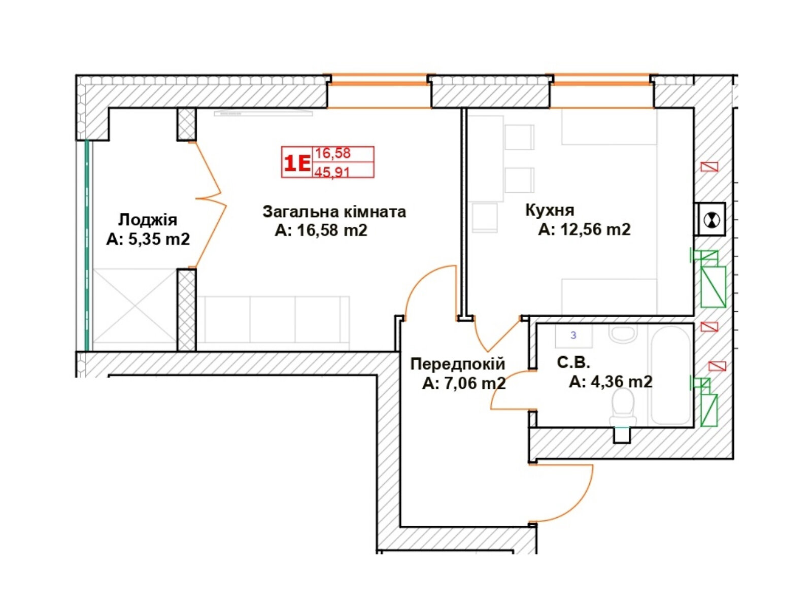 Продажа однокомнатной квартиры в Буче, на ул. Вишневая 35, район Буча фото 1