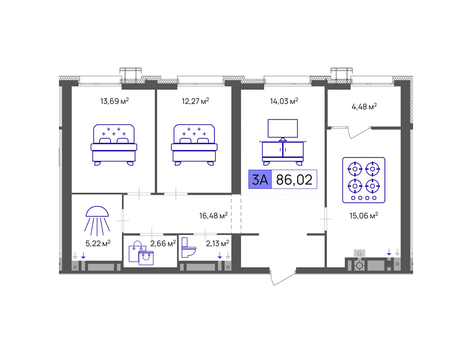 Продажа трехкомнатной квартиры в Черкассах, на ул. Маламужа Александра 31, фото 1